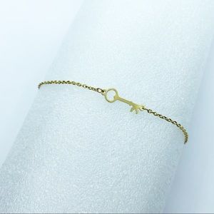 Dainty Gold Plated Chain Link Key Charm Bracelet Thin